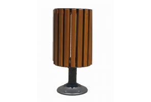 Trash bin with wooden lamellas